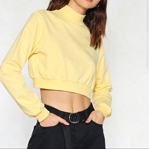Yellow Cropped Sweatshirt